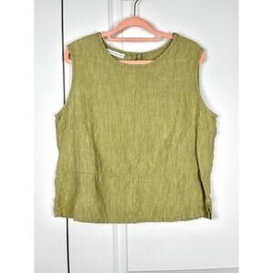 Bryn Walker Cropped Tank Green Boho Earthy Lagenlook Size L